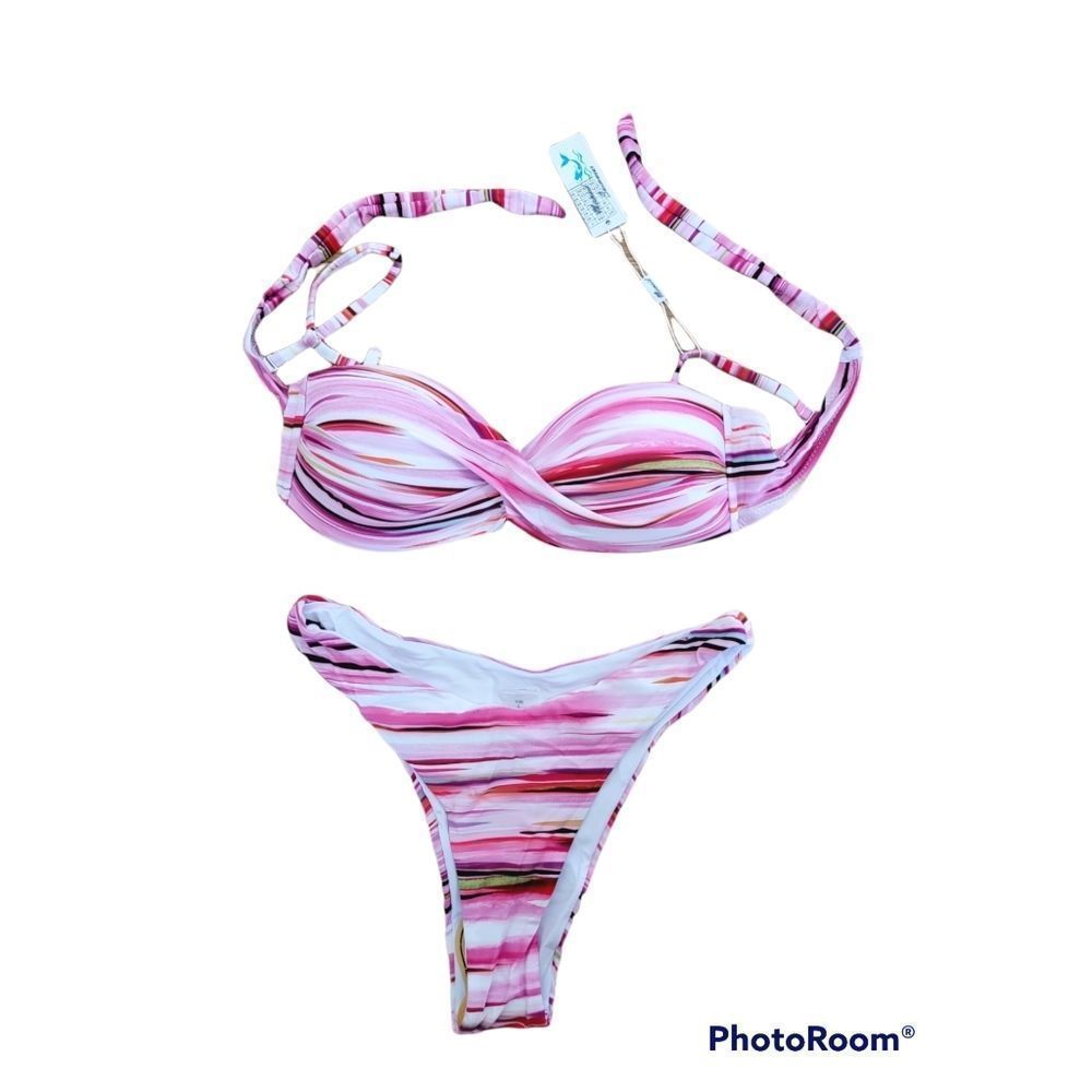 Pink Vacation 2 Piece Combo Colored Bikini Large NWT